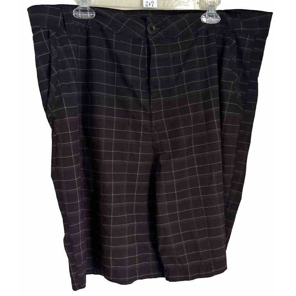 MENS KANU SURF SHORTS MESH POCKETS‎ DARK BROWN WITH WHITE STRIPES